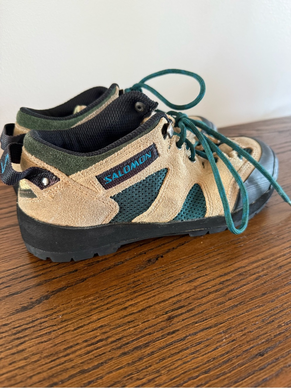 Salomon Tan and Teal Hiking Shoes - Picture 2 of 6